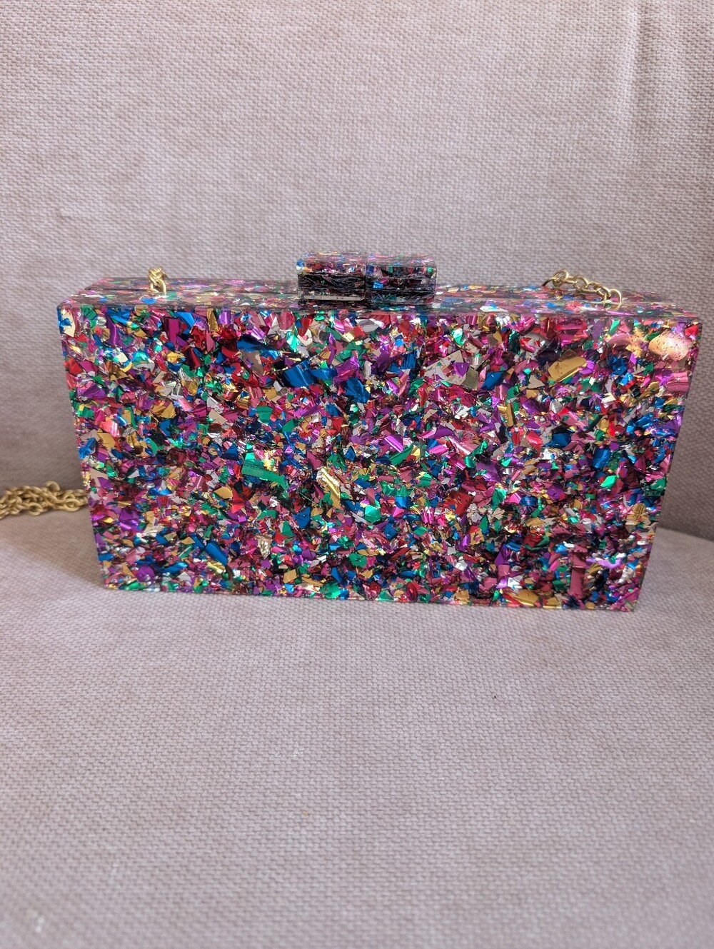 Acrylic Evil Eye Glitter Confetti Party Event Bag clutch - Picture 3 of 3